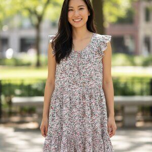 532 WOMENS 1XL IVORY FLORAL MINI DRESS BY HAYDEN